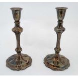 A pair of silver plate candlesticks 9 3/4" high  CONDITION: Please Note -  we do not make