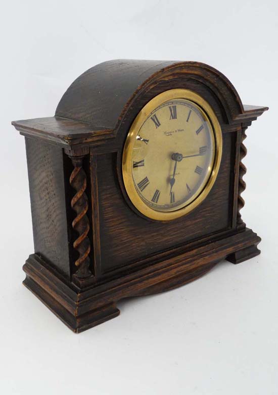 Mappin and Webb  Mantel Clock : a Timepiece  with cylinder movement with escapement movement - Image 4 of 6