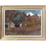 Norwich School , early 19thC,
Oil on canvas,
A Suffolk view,
Indistinctly signed lower left,
13 x 18