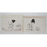 Signed 'Mabel Lucie Attwell' XIX-XX,
Pen ink ( Indian Ink? ) a pair,
Child with stick and Child with