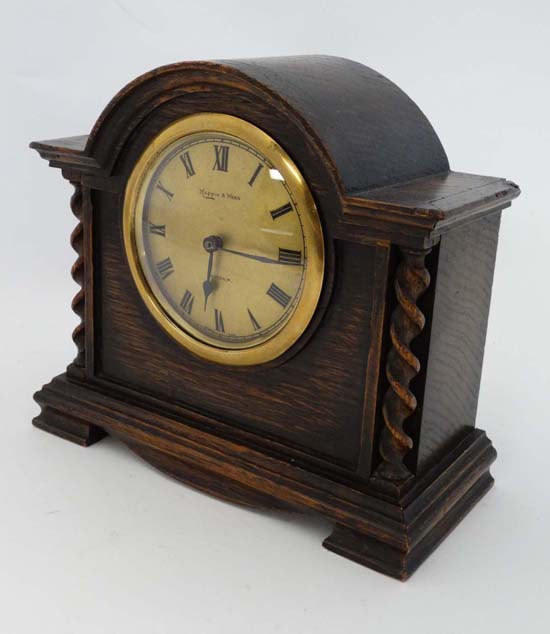 Mappin and Webb  Mantel Clock : a Timepiece  with cylinder movement with escapement movement - Image 6 of 6
