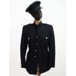 Militaria : A post - war black Dress Uniform Blazer & Cap of an ensign of the Royal Army Service