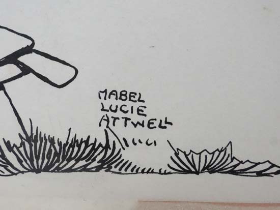 Signed 'Mabel Lucie Attwell' XIX-XX,
Pen ink ( Indian Ink? ) a pair,
Child with stick and Child with - Image 5 of 7