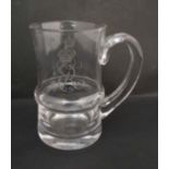 Commemorative ware : A Thomas Goode & Co. Edward VIII glass tankard having etched decoration  and