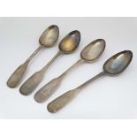 A Geo IV set of 4 silver fiddle pattern teaspoons. Hallmarked Exeter 1823 maker Owen Fielding . 5