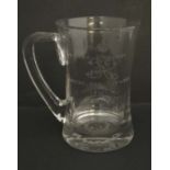 Commemorative ware : A Thomas Goode & Co. George VI glass tankard having etched decoration and