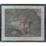 D Orme after G Morland,
Hand coloured copper plate engraving,
' Morning or the Higlers Preparing for
