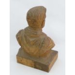 Carved wooden Bust : a circa 1900 wooden carved figural bust of a Papal / Clergy man  wearing