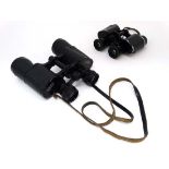 Militaria : A pair of WWII era 8 x 25 Binoculars by Le Touquet , cased , together with a later 12