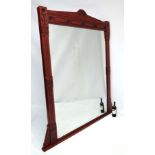 Arts and Crafts : A circa 1875 large walnut framed over mantle fireplace mirror with typical