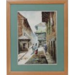 S Harawod ?,
Watercolour,
' Nepal ' Figures walking down a street,
Signed and titled lower right,
14