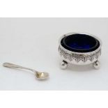 A Victorian silver salt of circular form hallmarked Sheffield 1887 maker Levesley Brothers  together