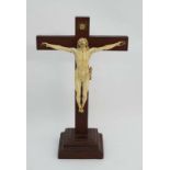 17 / 18 thC Crucifix : a French  Corpus Christi of a carved ivory Jesus Christ on the Cross  (