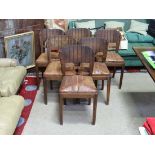 6 leather seated Art Deco dining chairs CONDITION: Please Note -  we do not make reference to the