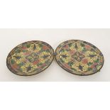 Royal Doulton floral dinner plates. 19thC, decorative and floral pattern with blue, yellow, red