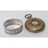 A silver napkin ring + hunter pocket watch CONDITION: Please Note -  we do not make reference to the