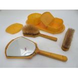 Xylonite : An Art Deco 6 piece celluloid dressing table set . Marked Xylonite under  CONDITION:
