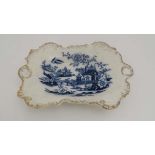 A Victorian 2-handled serving dish of rectangular shape with elaborate rococo edging and gilt