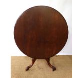 A Victoria circular tilt top mahogany breakfast table on walnut tripod base approx 41" diameter