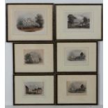 6 x steel engravings hand coloured of Hampshire vistas, to include ' Basingstoke ', Basingstoke