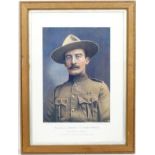 Boer War : A polychrome print of a photographic portrait of Robert Baden Powell ( founder of the