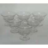 A set of 6 1950's pedestal sundae / dessert dishes of clear glass form approx 4 1/2" diameter