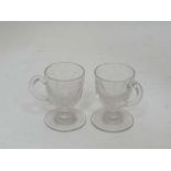 A pair of 19thC facet cut custard cups  3 3/4" high  CONDITION: Please Note -  we do not make