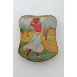 Golf : A French Marquee depose ' Femina Sports ' polychromed lithograph shaped tin with image of