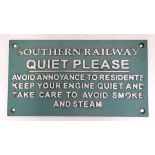 Southern railway 'Quiet' sign CONDITION: Please Note -  we do not make reference to the condition of