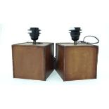 Pair of leather effect table lamps  CONDITION: Please Note -  we do not make reference to the