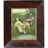 A. Ward c.1910,
Oil on artists board,
Two spaniels on a retrieve,
Within a rosewood frame,
9 1/2 x 7