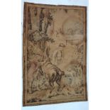 Wall Hanging : a. Continental machine made wall hanging depicting 18 th C hunting figures on