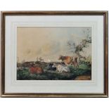 Follower of Sydney Cooper XIX,
Watercolour,
Cattle on the heath,
10 1/2 x 14 3/4
 CONDITION: