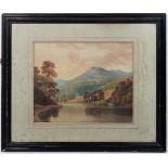 Manner of John Cousins XIX-XX,
Watercolour,
Lake in mountainous country,
Indistinctly signed lower