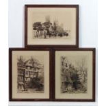 After Ernest George (1839-1922),
3 monochrome etchings signed in pencil,
' St. Bartholomew ,