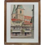 C. Rehn 1945 Switzerland,
Watercolour,
' Church of St. Leodegar, Lucerne , Switzerland ' with