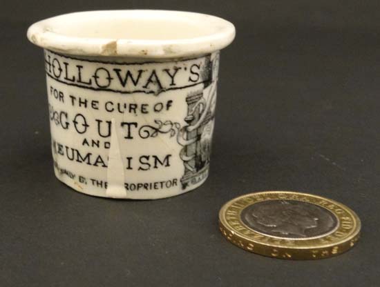 A small ointment pot for 'Holloways ointment' for the cure of gout and rheumatism, inveterate - Image 5 of 8