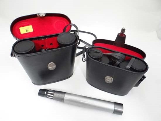 2 cased pairs of binoculars + telescope  CONDITION: Please Note -  we do not make reference to the - Image 6 of 12