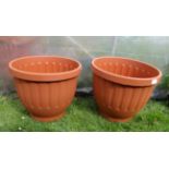 Gardening : 2 x 38cm pots CONDITION: Please Note -  we do not make reference to the condition of