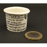 A small ointment pot for 'Holloways ointment' for the cure of gout and rheumatism, inveterate