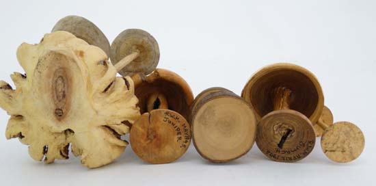 12 assorted toadstool groups made from turned wood. Some signed, to include toadstools made from - Image 6 of 7