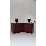 Pair of leather effect table lamps  CONDITION: Please Note -  we do not make reference to the