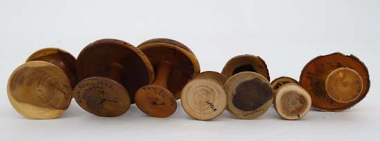 12 assorted toadstool groups made from turned wood. Some signed, to include toadstools made from - Image 2 of 7