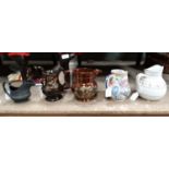 5 assorted jugs to include lustre ware and poole pottery etc  CONDITION: Please Note -  we do not