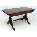I F Meakin of 84 Baker Street : An early Victorian 2-drawer mahogany side table 25"deep  x 49 1/2"