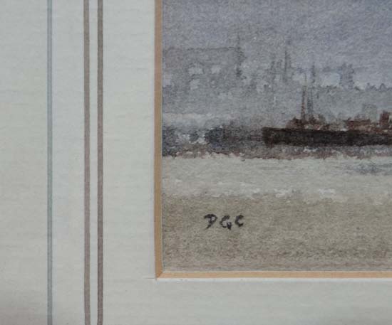 DG Chatfield '91 Marine School,
Watercolour,
Sail barges in a harbour,
Initialled lower left and - Image 3 of 3