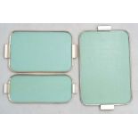 Vintage Retro : a set of 1950/60's Embassy graduated trays ,signed ,  the largest 14 1/2 x 24"