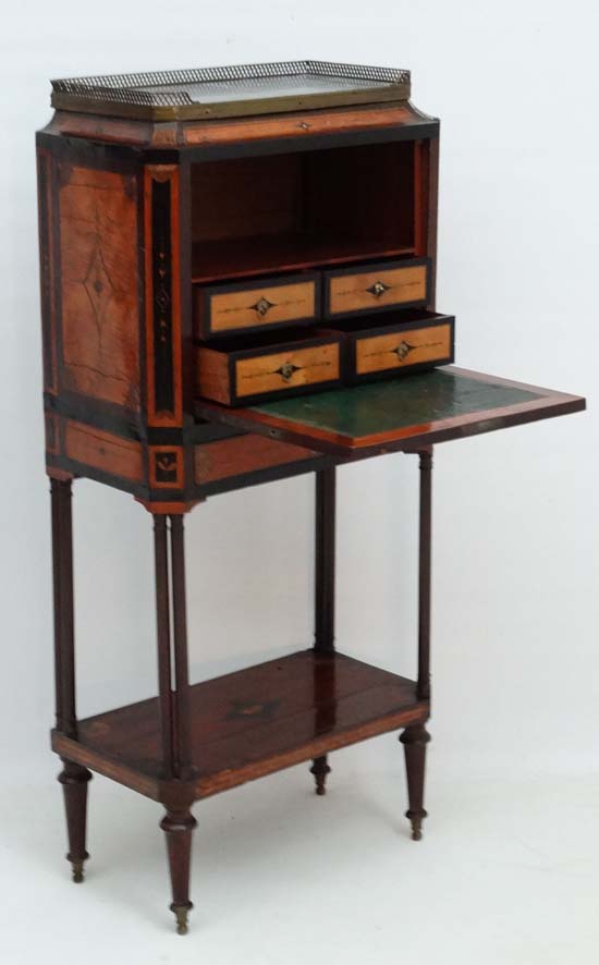 An 18thC Satinwood and mahogany Escritoire ith inlaid inset and butterfly decoration and having a - Image 4 of 6