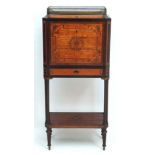 An 18thC Satinwood and mahogany Escritoire ith inlaid inset and butterfly decoration and having a