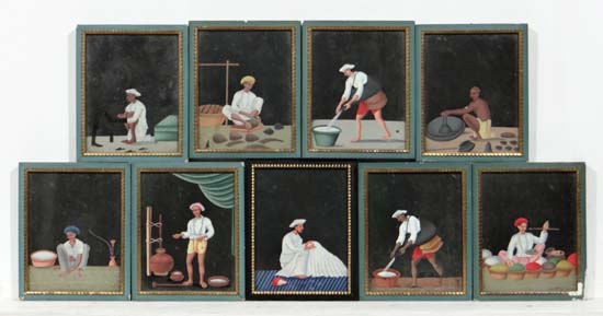 Raj - Indian School c.1900 :  a collection of nine (9) Indian figures depicting their occupations